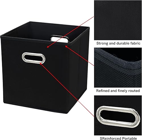 Miniatura 6 de Contenedores de almacenamiento de tela, 11 x 11 x 11 pulgadas, canastas organizadoras de tela con asa, canasta plegable para armario o caja de