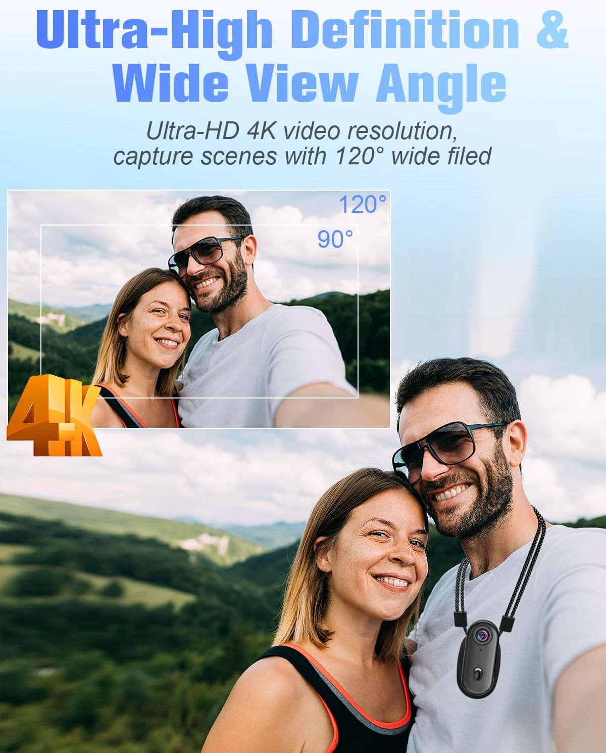 Mini Action Cam 4K, 64GB Body Cam WiFi Sports Camera, Wearable POV Camera, Portable Helmet Camcorder Thumb Size, Hands-free Recording, 30m Waterproof for Vlogging Cycling Swimming Hiking Petting