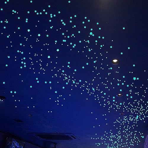 Glow in The Dark Stars Decals Decor for Ceiling 633 Pcs Realistic 3D Stickers Starry Sky Shining Decoration Perfect for Kids Bedroom Bedding Room Gifts - Green