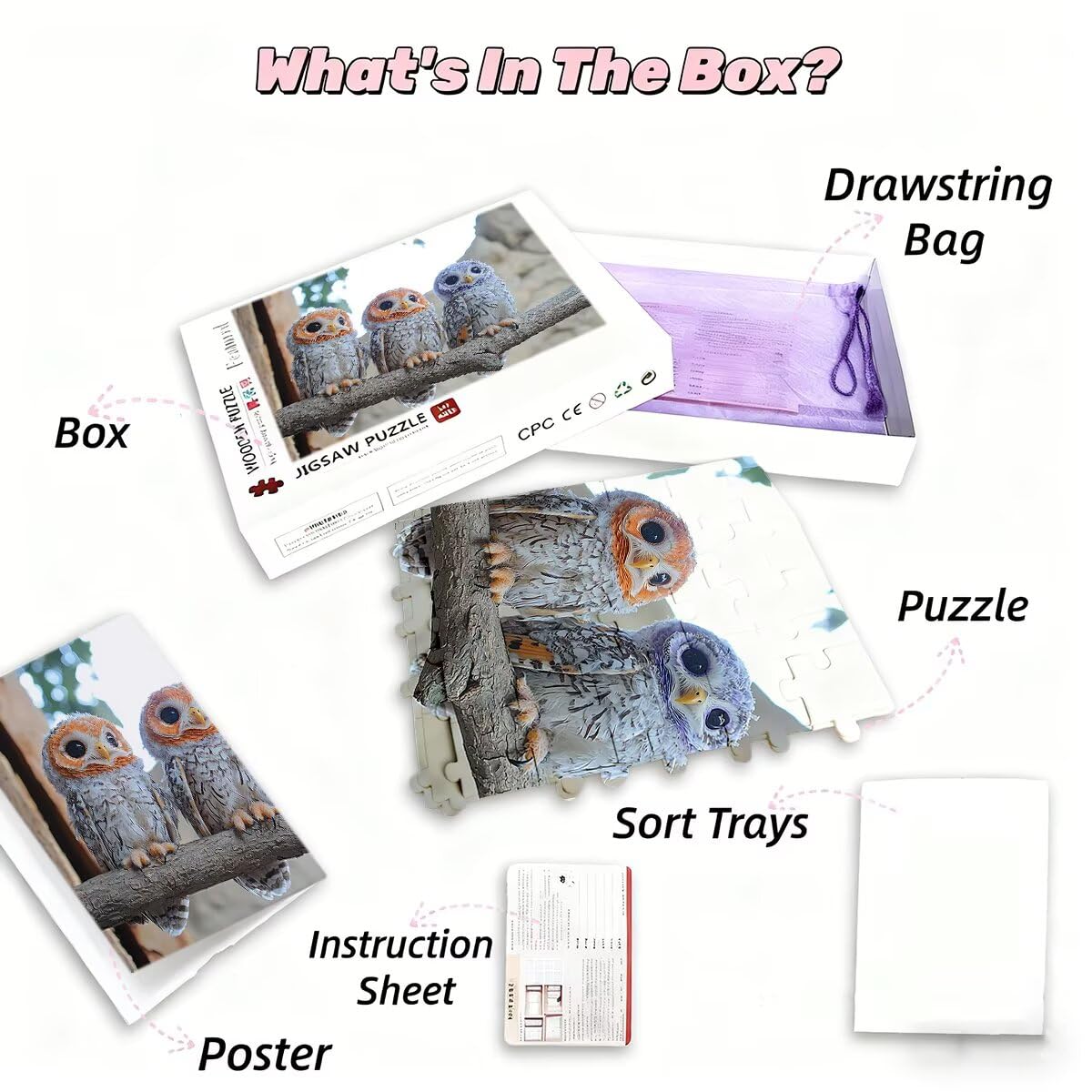 Puzzle dla dorosłych 5000 puzzli w kształcie sowy 5000 sztuk dla dorosłych drewniane gry logiczne ze zwierzętami, klasyczna edukacyjna wymagająca gra dla całej rodziny, dekompresja, prezenty