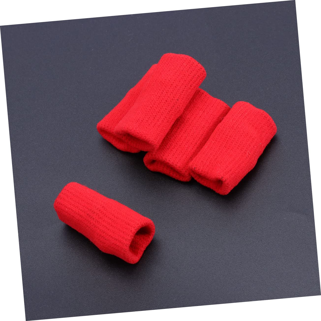 TOVINANNA 5pcs Basketball Finger Guard Finger Cots Medium Thumb Splints Finger Support Toe Protectors Thumb Brace Finger Protective Cover Elastic Finger Sleeves Sports Finger Protector Red