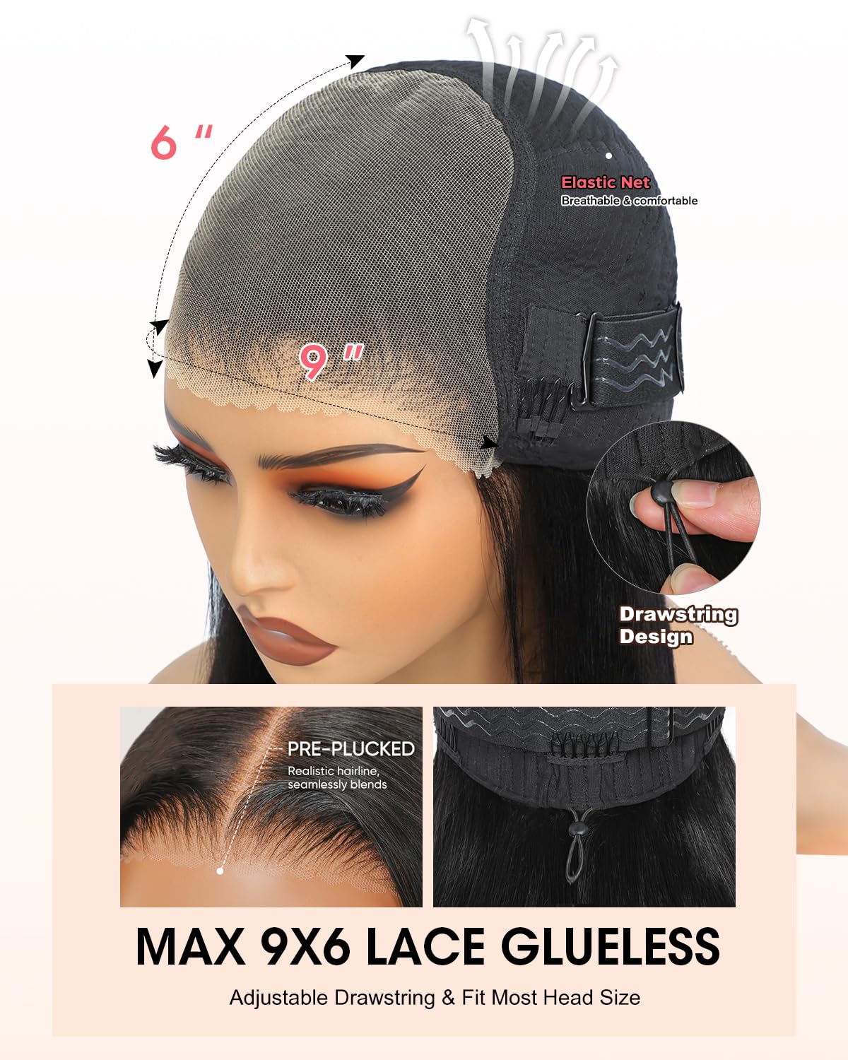 Burmese Curly 9 x 6 bezklejowa peruka z ludzkimi włosami ze spiralnymi końcami loków, 61 cm, 200 gęstości, wstępnie wycięta, wstępnie wycięta peruka i Go HD Lace Closure Wig Effortless Style