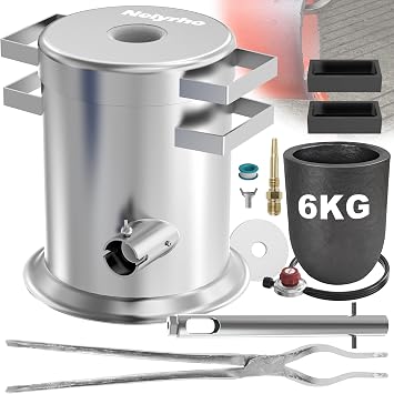 6KG Melting Furnace Kit and 2 Pcs Grapihite Ingot Molds Bundle