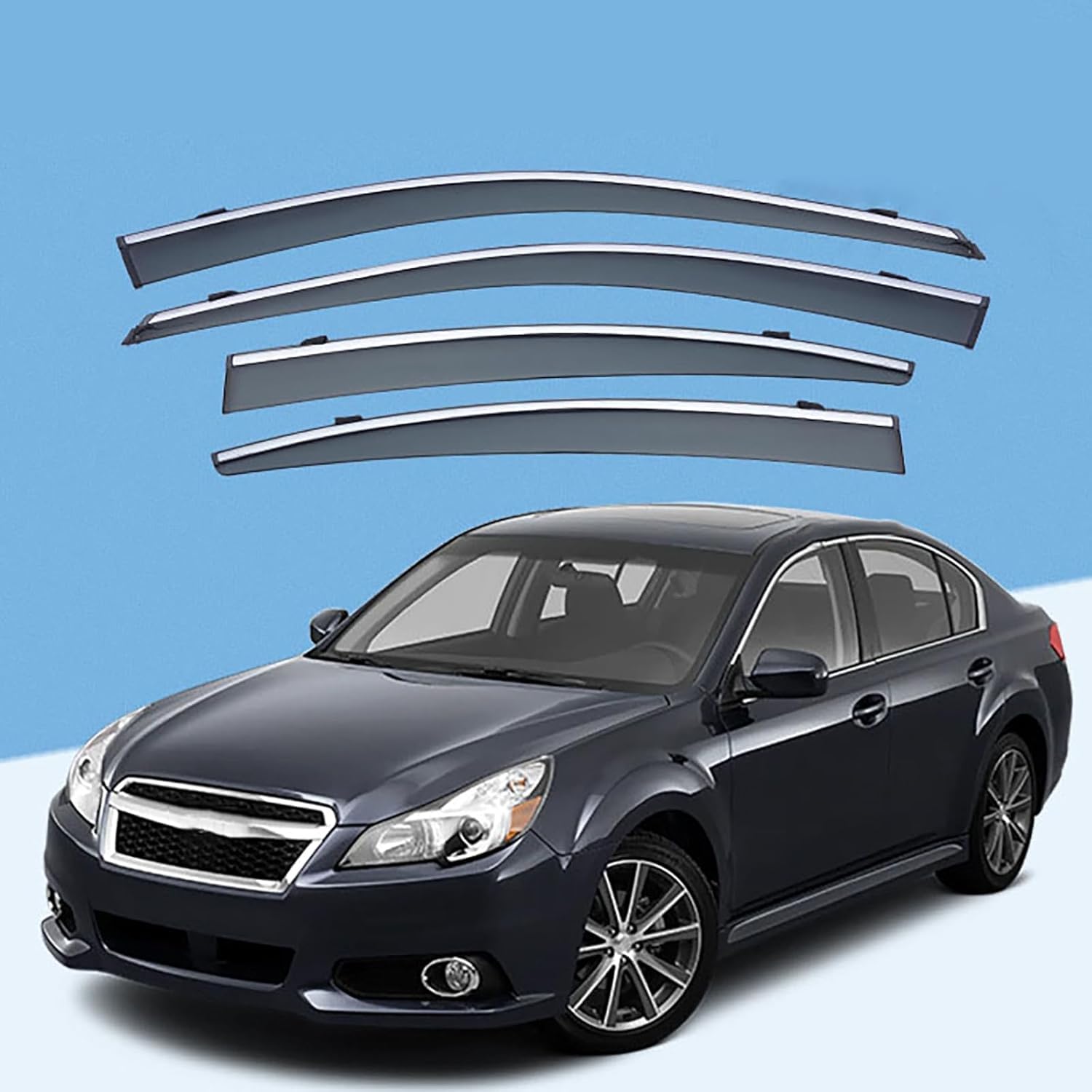 FengXH Window Deflectors for Subaru Legacy Sedan MK5-BM-BR 2010-2014 - 4pc Smoke Tint, Waterproof, Noise Reducing.