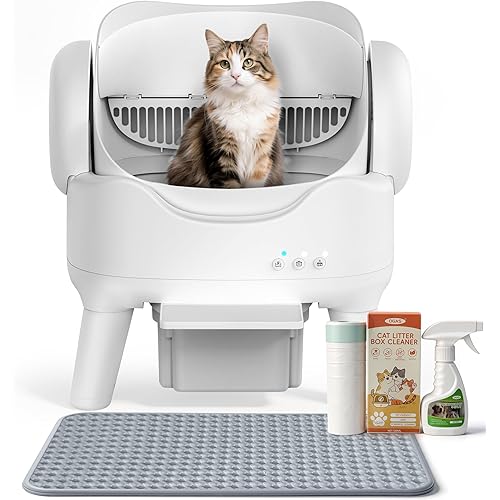 RPZ Automatic Self-Cleaning Cat Litter Box for Large Cats & Multi-Cat Homes, Smart Electric Auto Cleaning Litter Box with Litter Mat & 2 Cleaning Solutions, Ideal for Busy Homes & Apartments