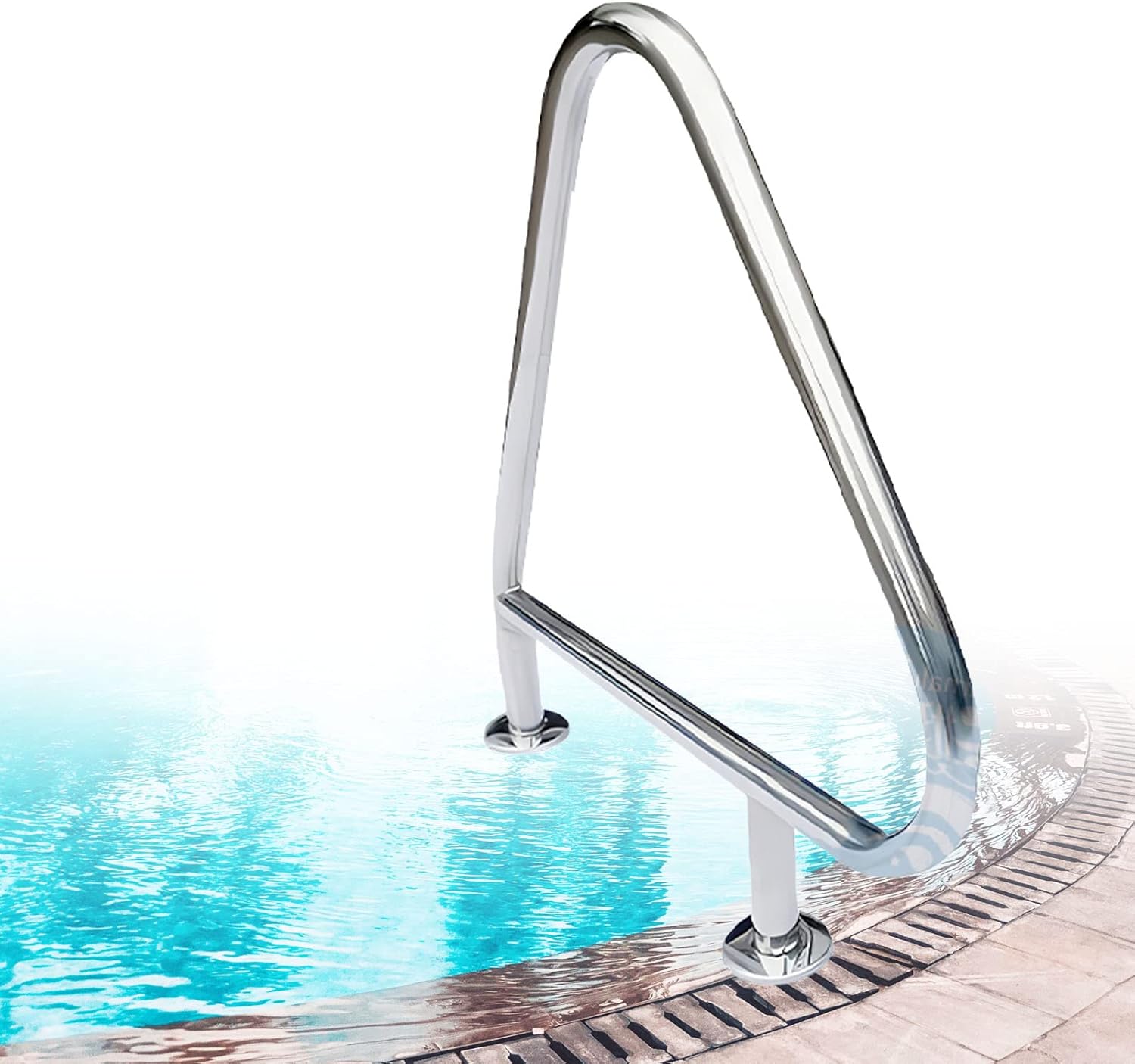 Pool Handrail Railing Stainless Steel with Base Plate Indoor Outdoor PoolsSwimming Pool Safety Hand Rail Pool Rail Pool Railing Pool Handrails for Inground Pool,Easy Mounting Swimming Pool R