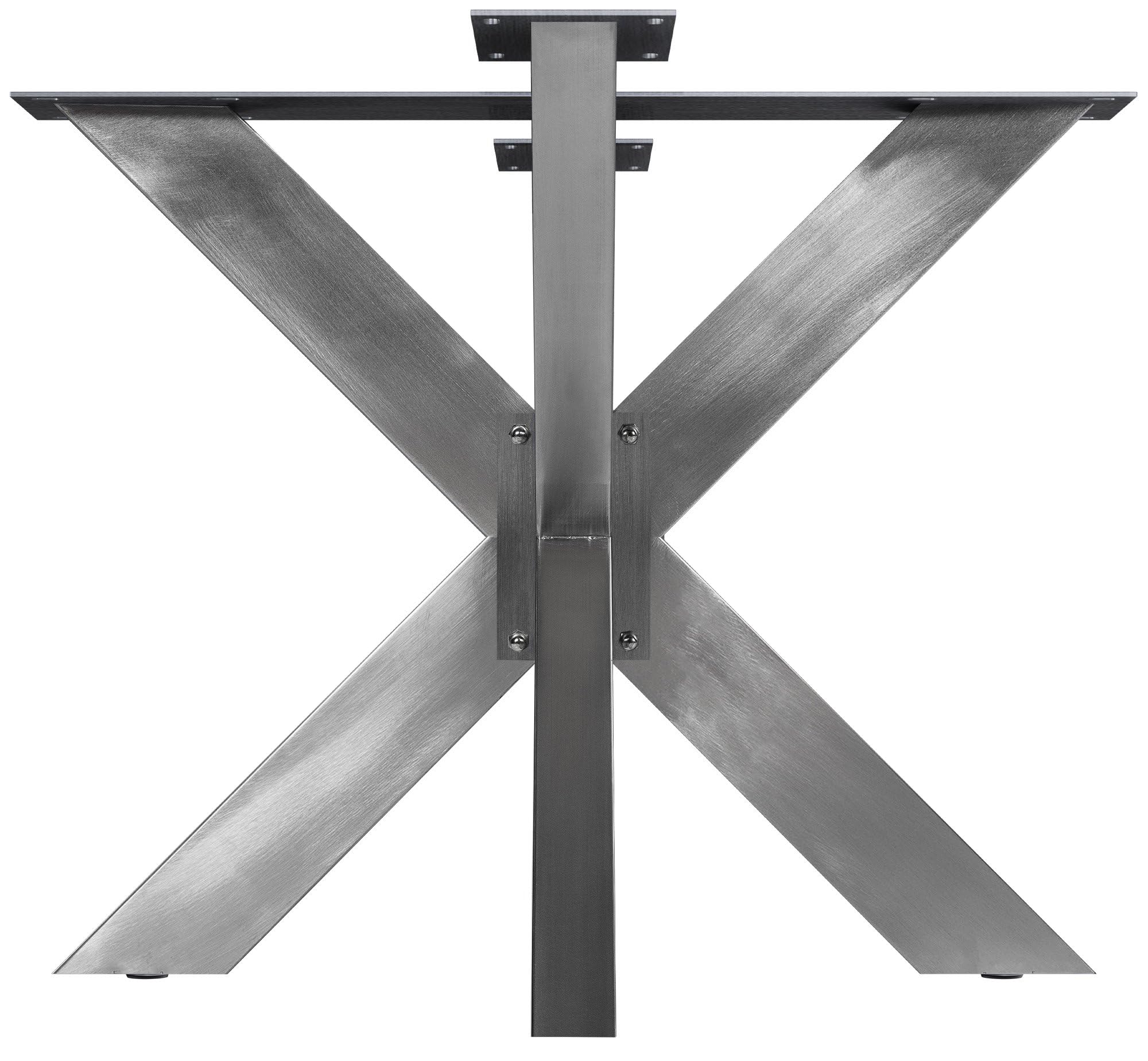 CLP Pieds de Table Duncan I Piètement de Table pour projets DIY I Patins de Table en Acier Inoxydable en Forme d'étoile I Profilés carrés, Couleur:Acier affiné, Taille:85x85x71 cm