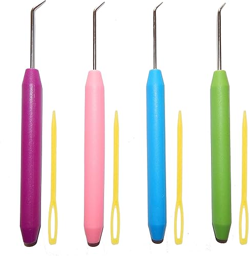 Juego de 4 ganchos de telar de tejer coloridos, juego de ganchos de tejer telar, ganchos de ganchillo, agujas de tejer para tablas de tejer