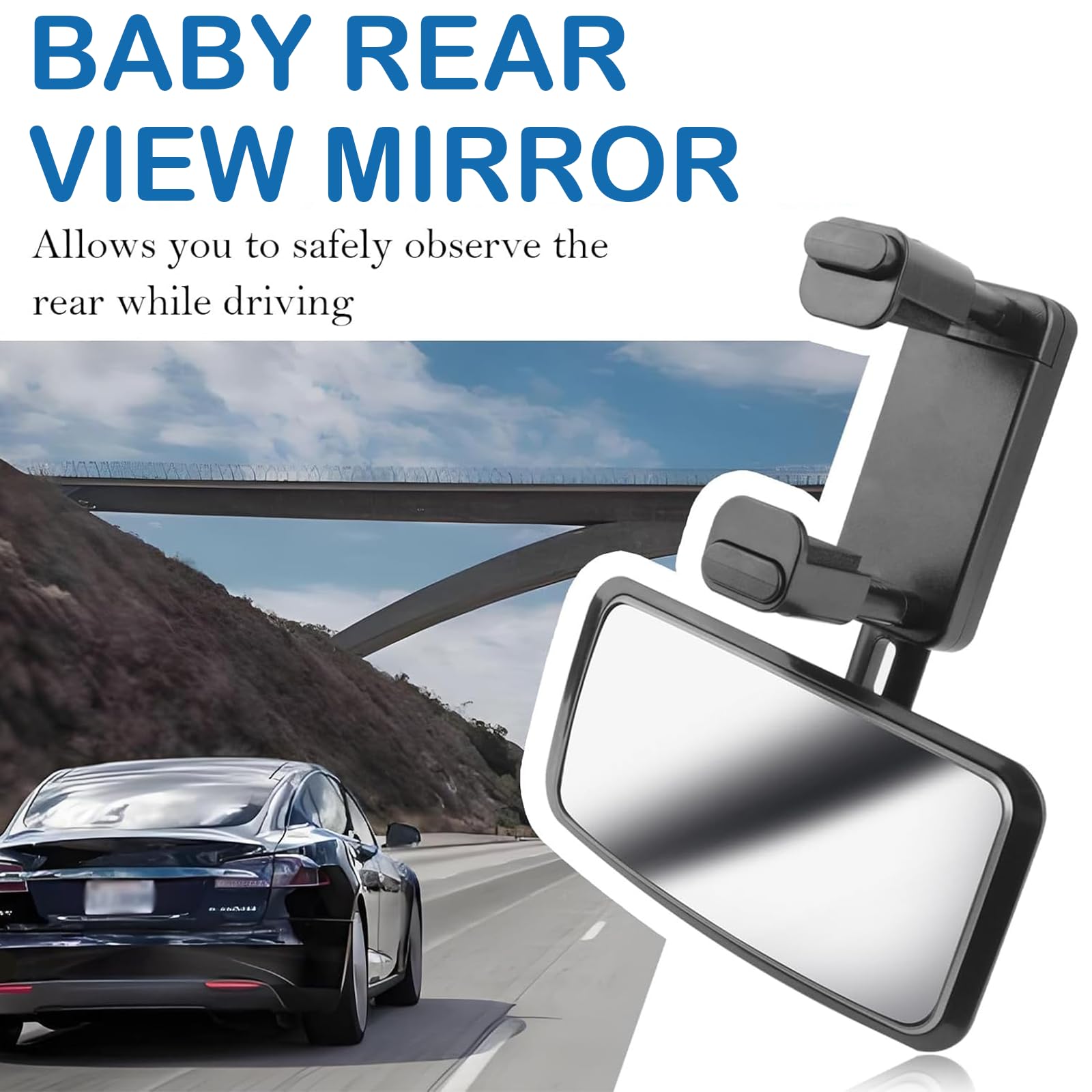 Espejo Retrovisor Bebe Coche 360° Ajustable Espejo Silla Coche Con Base De Clip Y Superficie Convexa Retrovisor Bebe Para Todo Tipo De VehíCulos (13x6 cm)