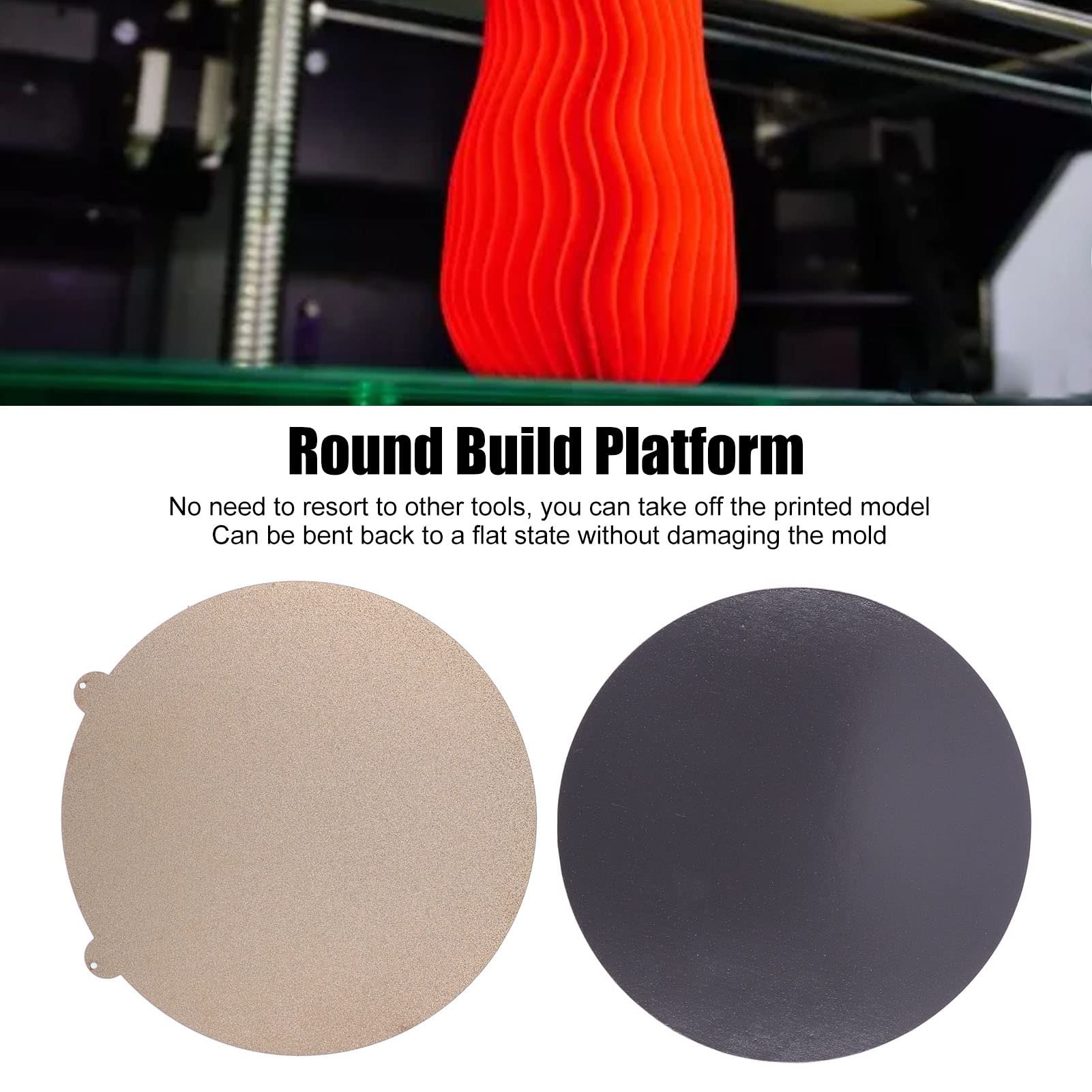 Piastra in acciaio PEI roton 270 mm di diametro, piastra in acciaio PEI flessibile magnetico a doppia faccia con forte adesione per stampante Flsun Super Racer