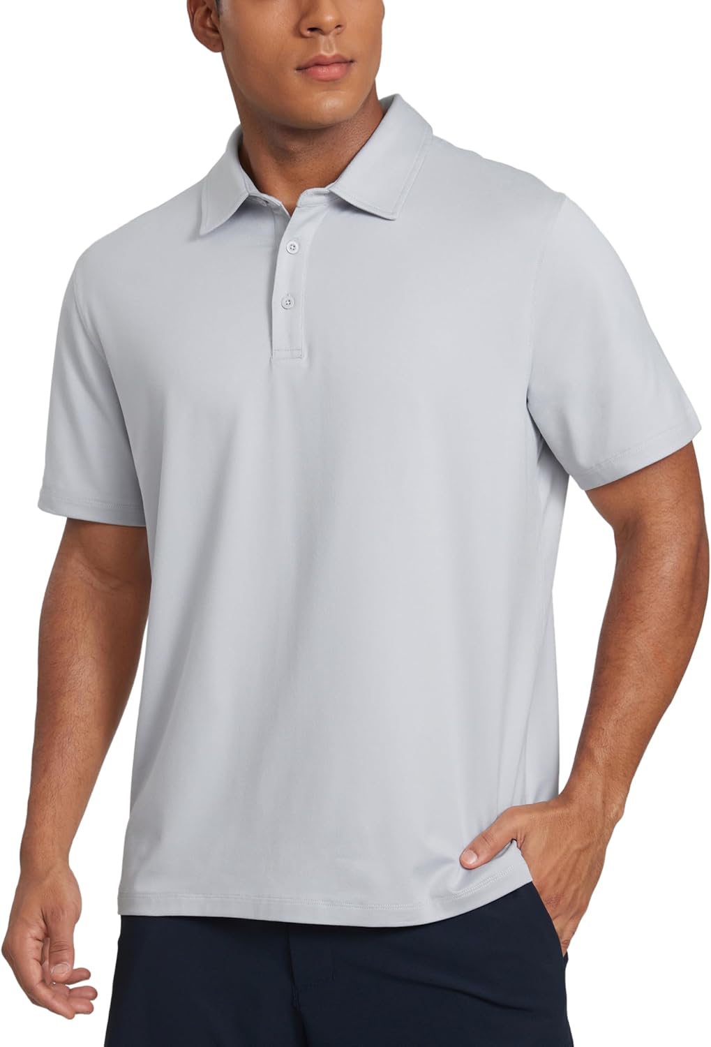 CRZ YOGA Cloud Jersey Polo Shirts for Men - Midweight Golf Short Sleeve Tops Soft Athletic Casual T-Shirts