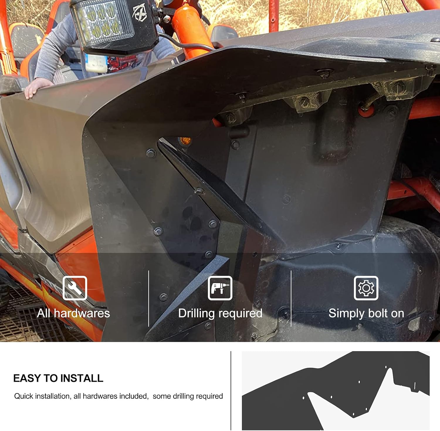 KIWI MASTER Fender Flares Extensions for 2019-2026 Honda Talon 1000R 1000X 1000X4 1000R4 Accessories Extended Mud Flaps Guards