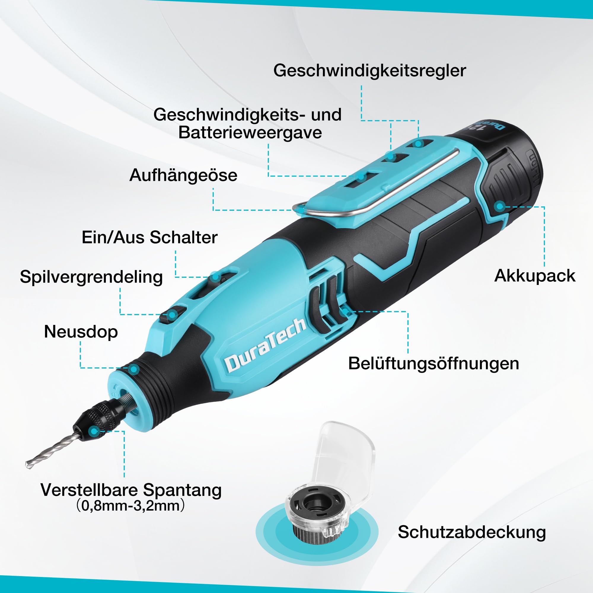 DURATECH 12V Kabellos Drehwerkzeug Set, Akku Multifunktionswerkzeug