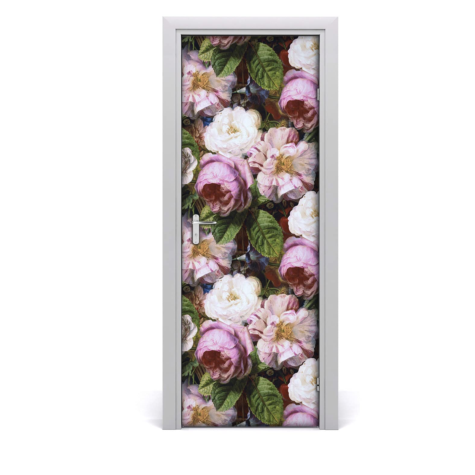 Papier peint sur la porte floral pour créer un salon style nature