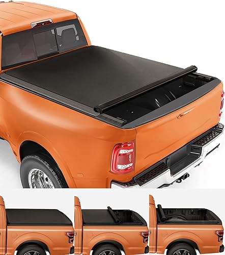 TIPTOP Cubierta enrollable suave para caja de camioneta Ram 1500 2500 3500 y Ram 1500 2019-2023 Ram 1500 Classic de 8 pies (96.3 pulgadas) sin