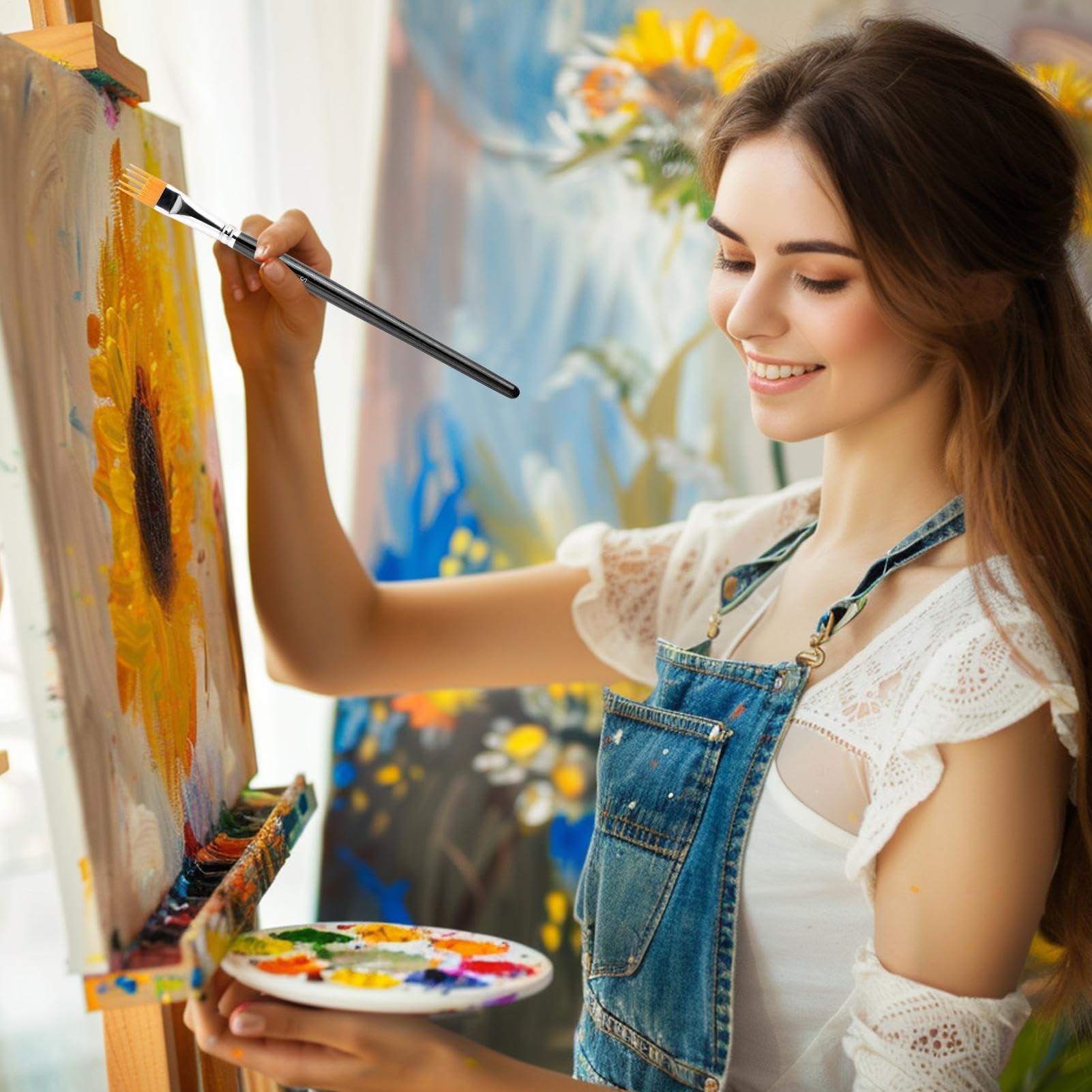 Pinceles de Pintura para Artistas, 4 bolígrafos ergonómicos | mango ergonómico, para manualidades, para niños, aula, colorear, adultos, manualidades y dibujo