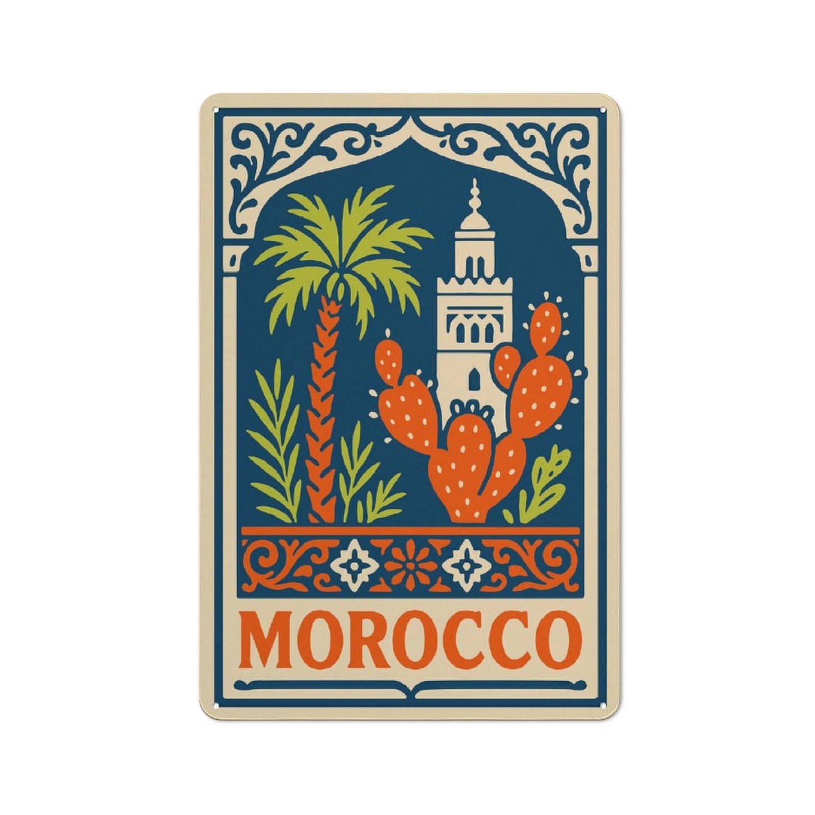 Junmoney Style-5 30X20cm Retro Metal Sign With Morocco Travel (4) For Living Room Or Hallway, For Living Room Decor Lovers Refreshing A Room In Autumn