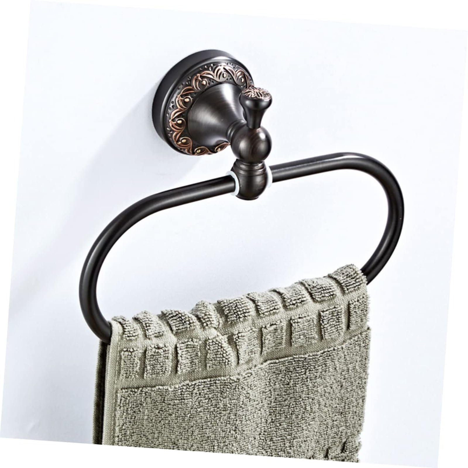 Toallero de baño Toallero de aro Toallero de Bronce Ovalado Toallero de Cobre Toallero Vintage Toallero de latón Toallero Toallero Toallero de Mano Toallero de Pared,Negro,1
