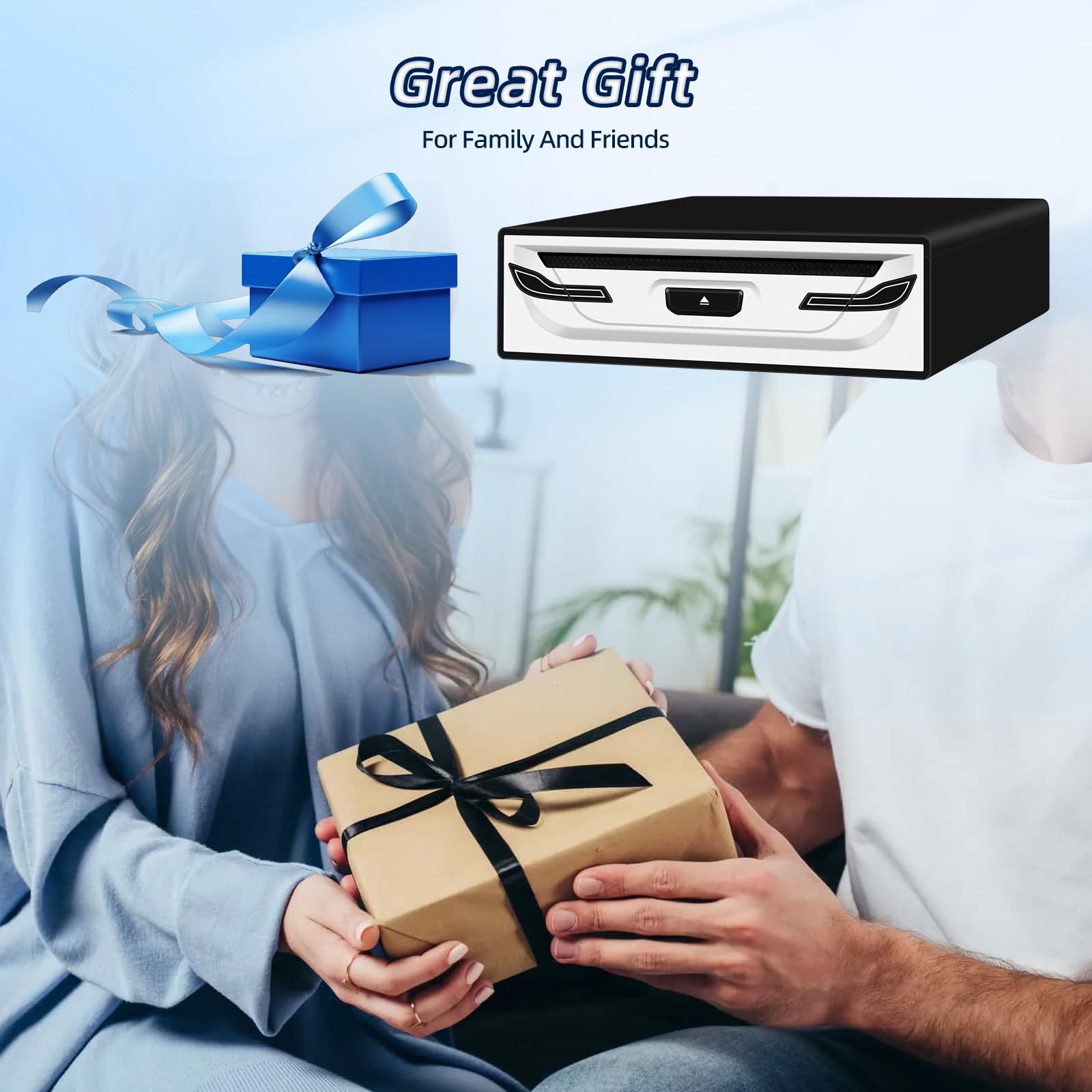 Externer CD/DVD-Player für Auto, Laptop, TV & mehr – Mit USB 2.0, Plug & Play, Anti-Schock-Funktion, Kompatibel mit Smart TVs, Laptops, Tablets (Android 4.4 und höher) – Inkl. USB-Kabel & Halterung