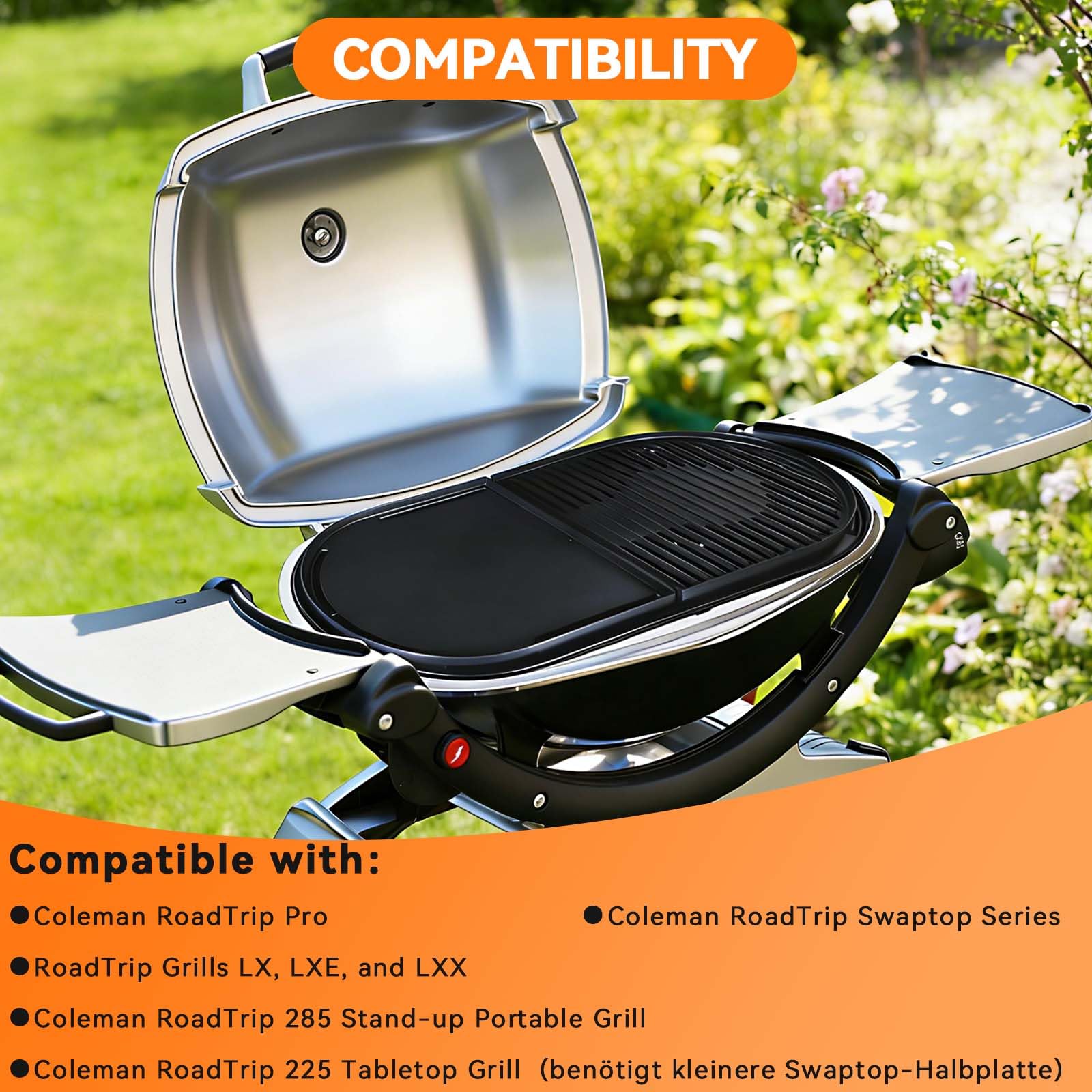13 x 12.5 "Piastra in ghisa per Coleman Roadtrip 285, 225 tavolo top Grill parti di ricambio, Coleman Cooktop LX LXE LXX, Piastra per Coleman Roadtrip Swaptop Grill Accessori Piastra Grill