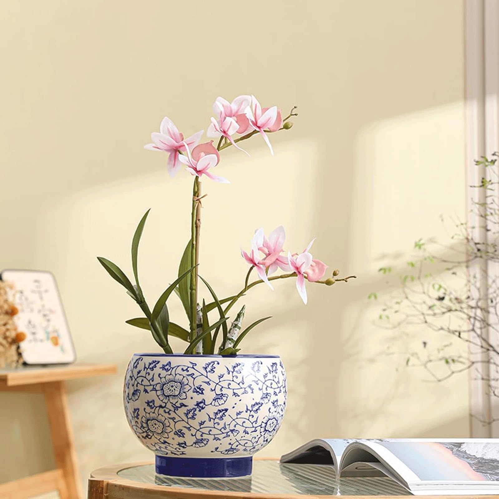 Blumentöpfe für Pflanzen, Porzellan, Pflanzgefäß, Keramik, moderne Glasur, Sukkulenten-Übertopf mit Ablaufloch, runder Blumentopf für drinnen und draußen, Kräuterschlange, Pflanzen, Pflanzenliebhaber