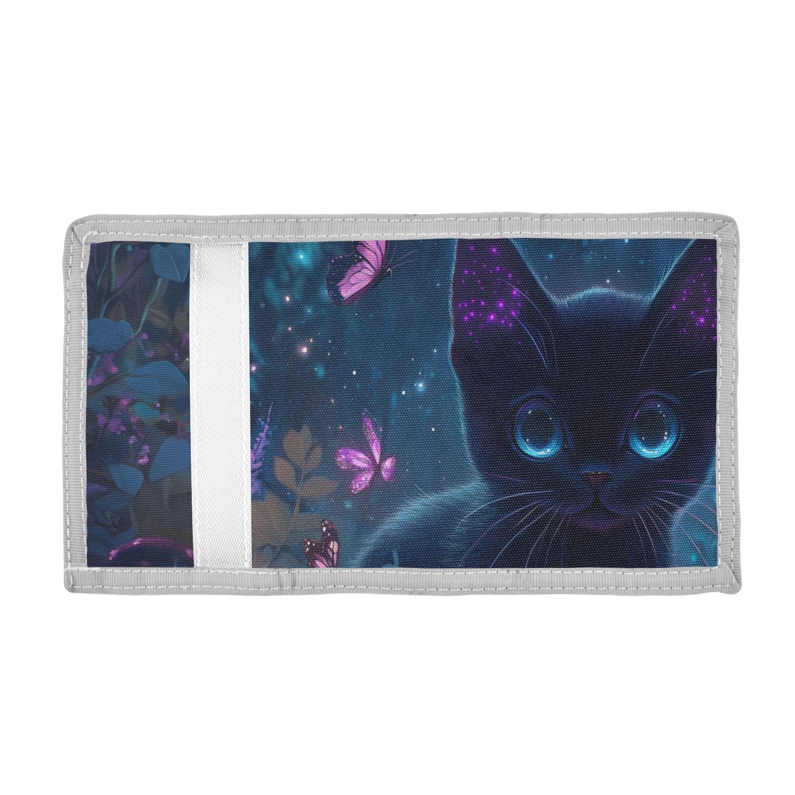 FOLIOSA Kids Wallet for Boys Girls Fairy Cat Print Youth Wallet with Zipper Pocket Card Holders, Novelty Wallet 4.9×2.9 in