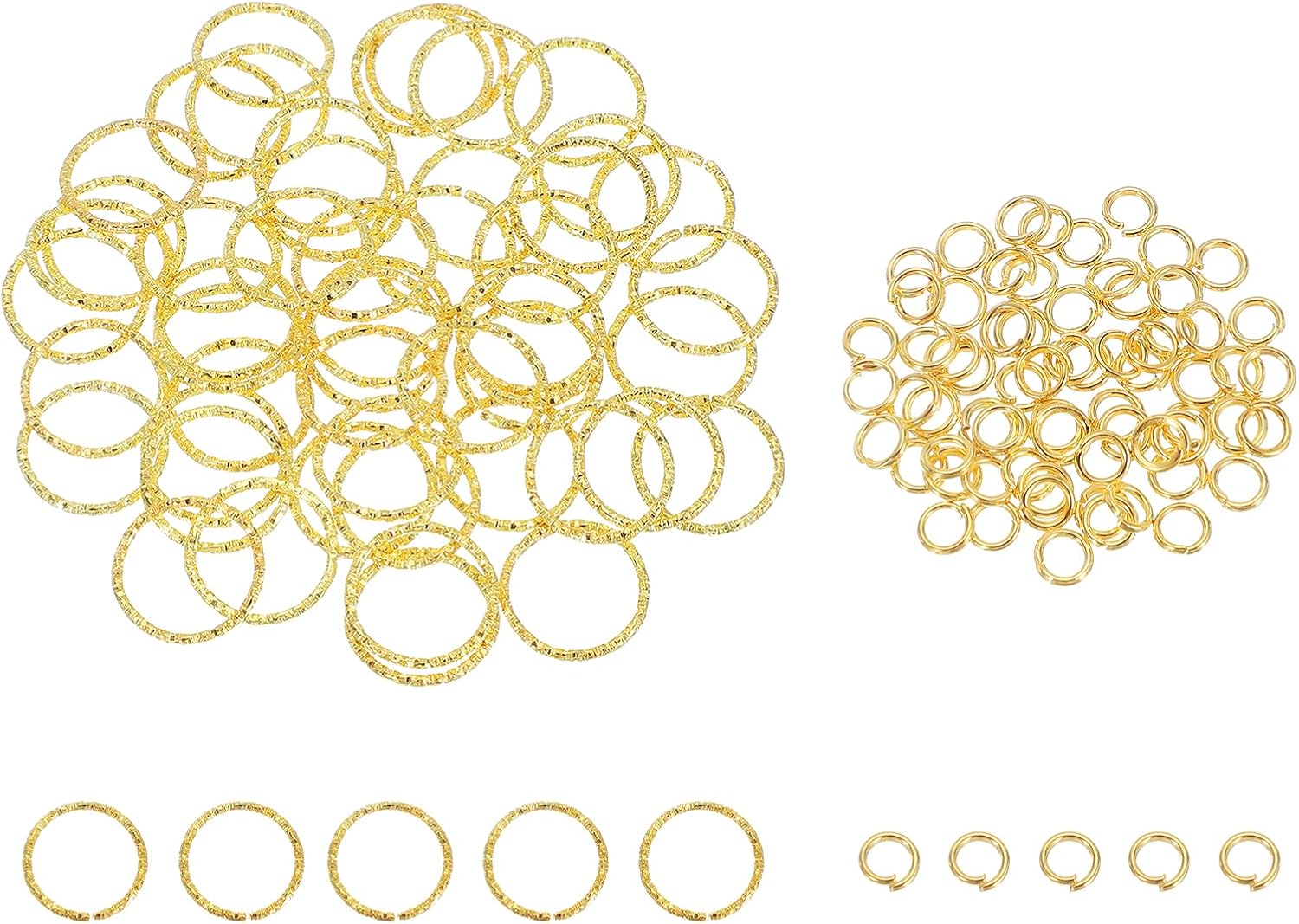 uxcell 100pcs 4mm Open Jump Ring and 18mm Closed O Ring Kit Gold