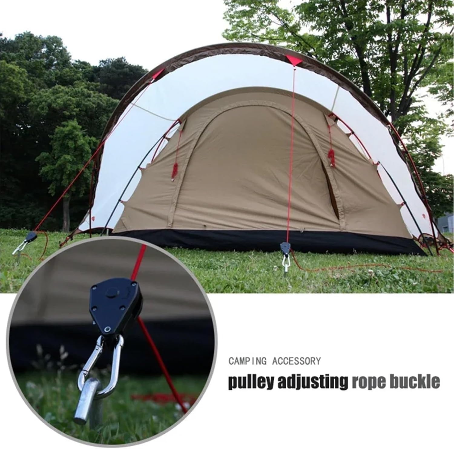 Durable 8 PCS Outdoor Camping Canopy Windproof Tent Rope Adjustable Hook Pulley Ratchet
