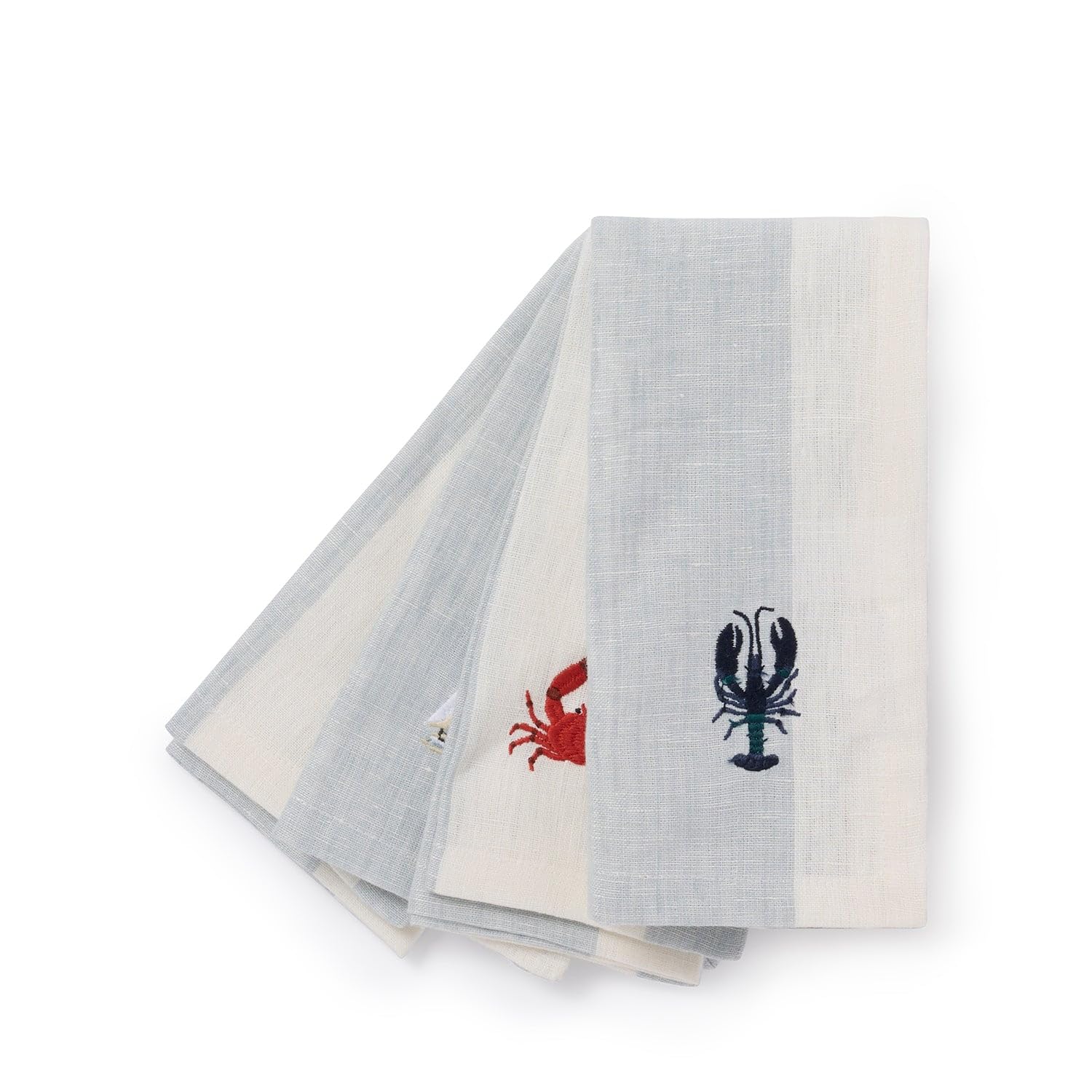 Sophie Allport Coastal Boats Embroidered Linen Napkins (Set of 4)