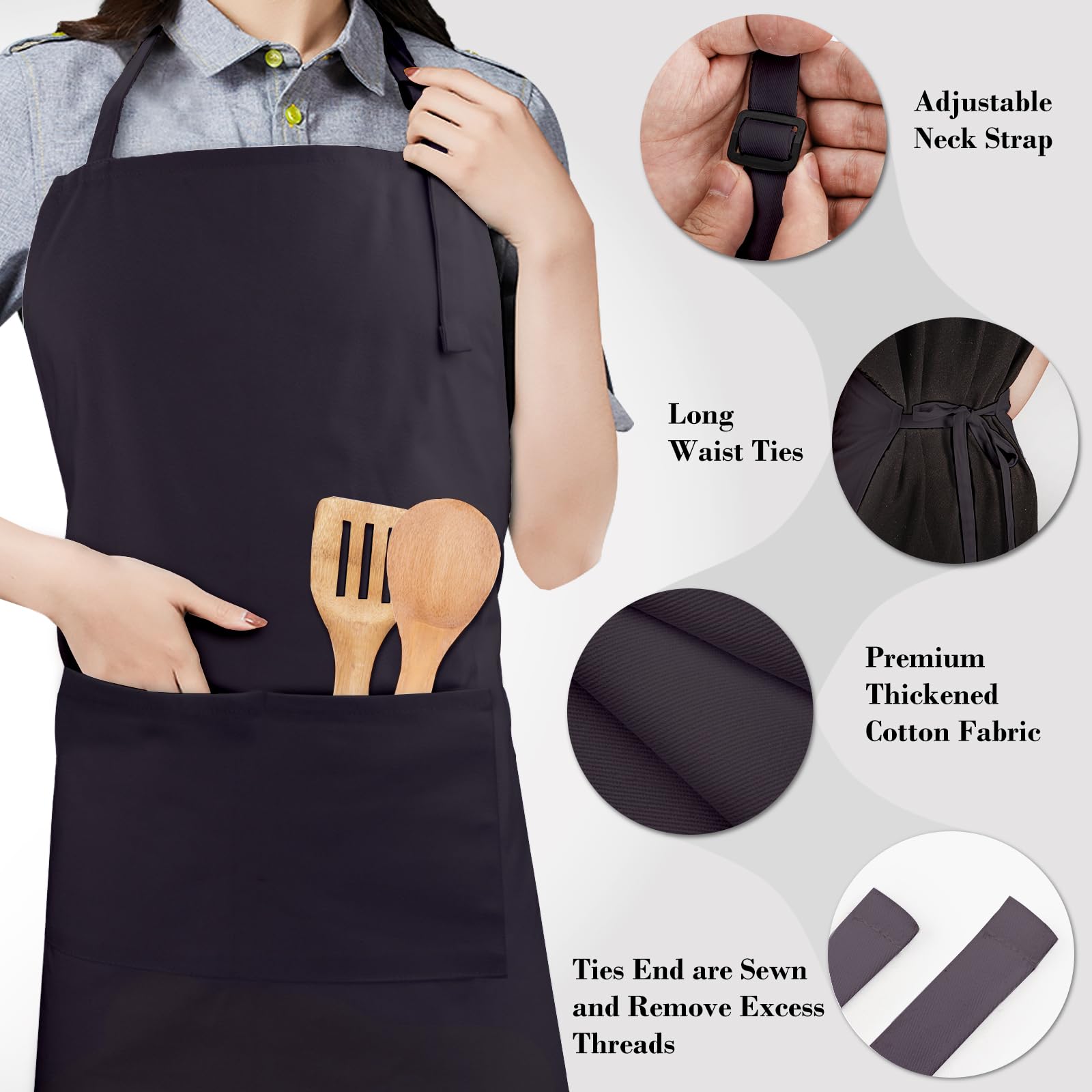 Set grembiule da chef e cappello, 2 tasche regolabili, in cotone, grembiule da cucina, costume da panettiere per uomo e donna