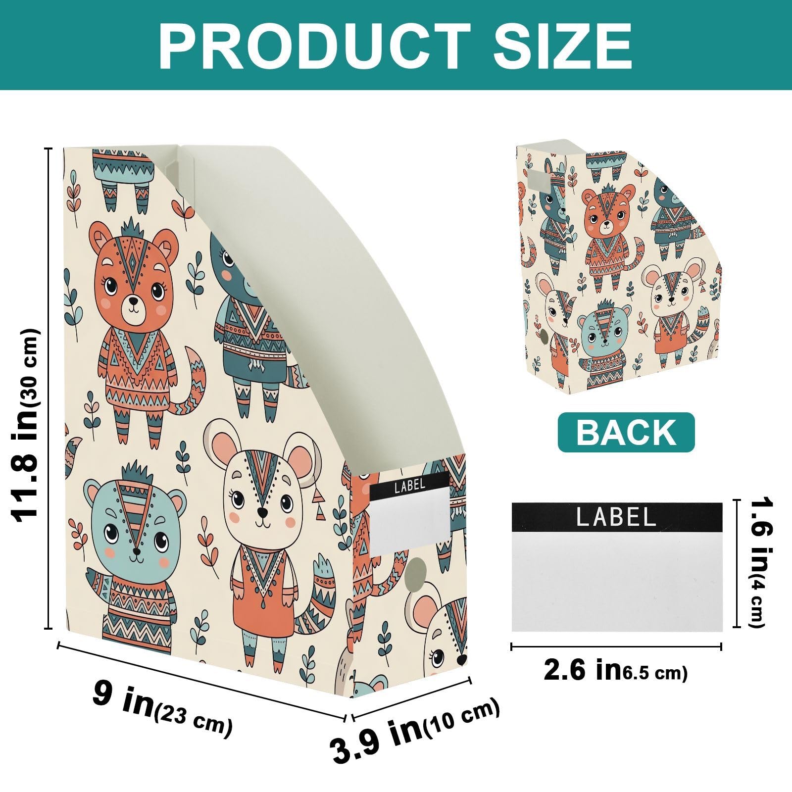 Zatrzaskowy Tribal Bunny Beżowy organizer na dokumenty na biurko