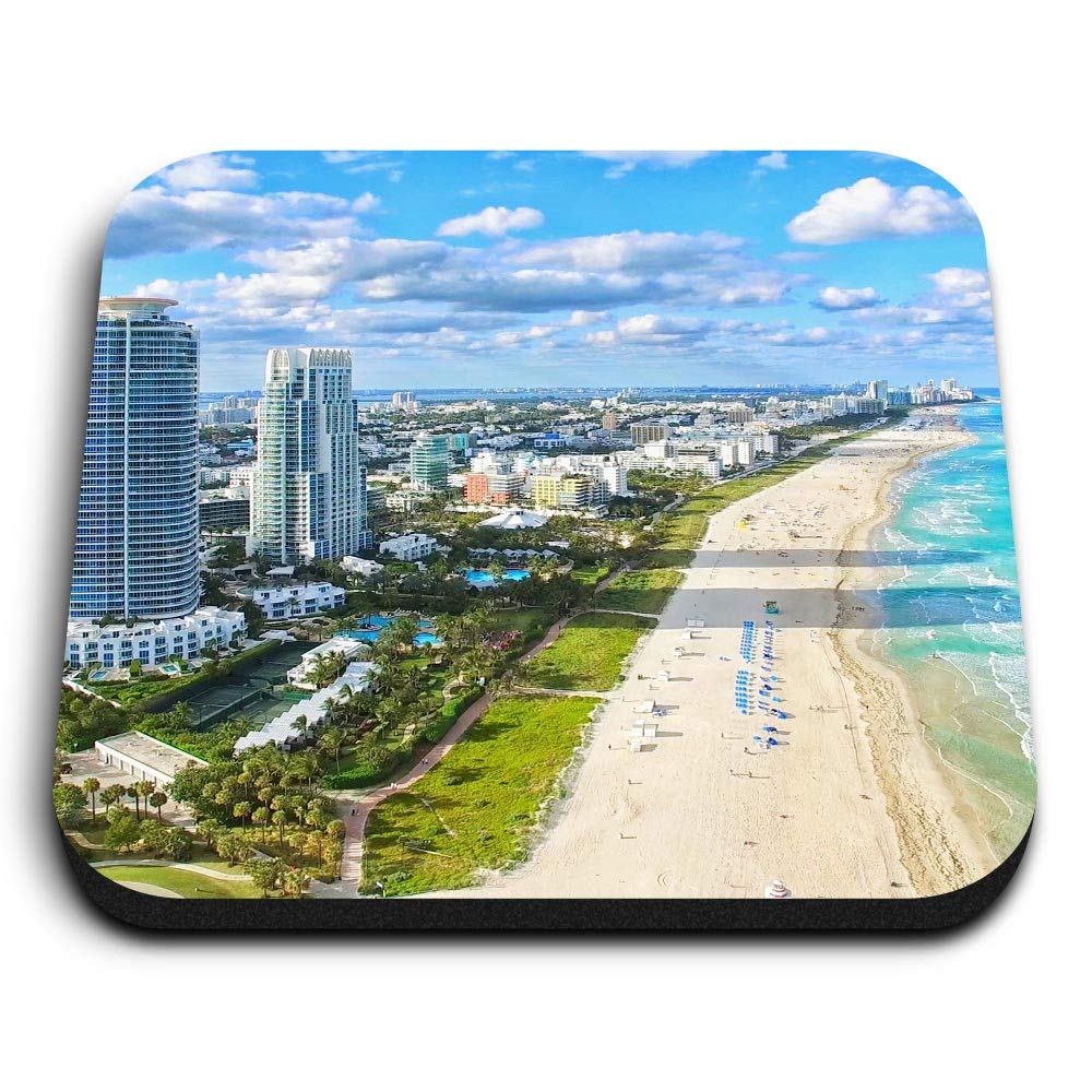 Destination Vinyl Ltd Multicolor 1 X Square Mdf Fridge Magnet - Miami Beach Florida America Us 12609