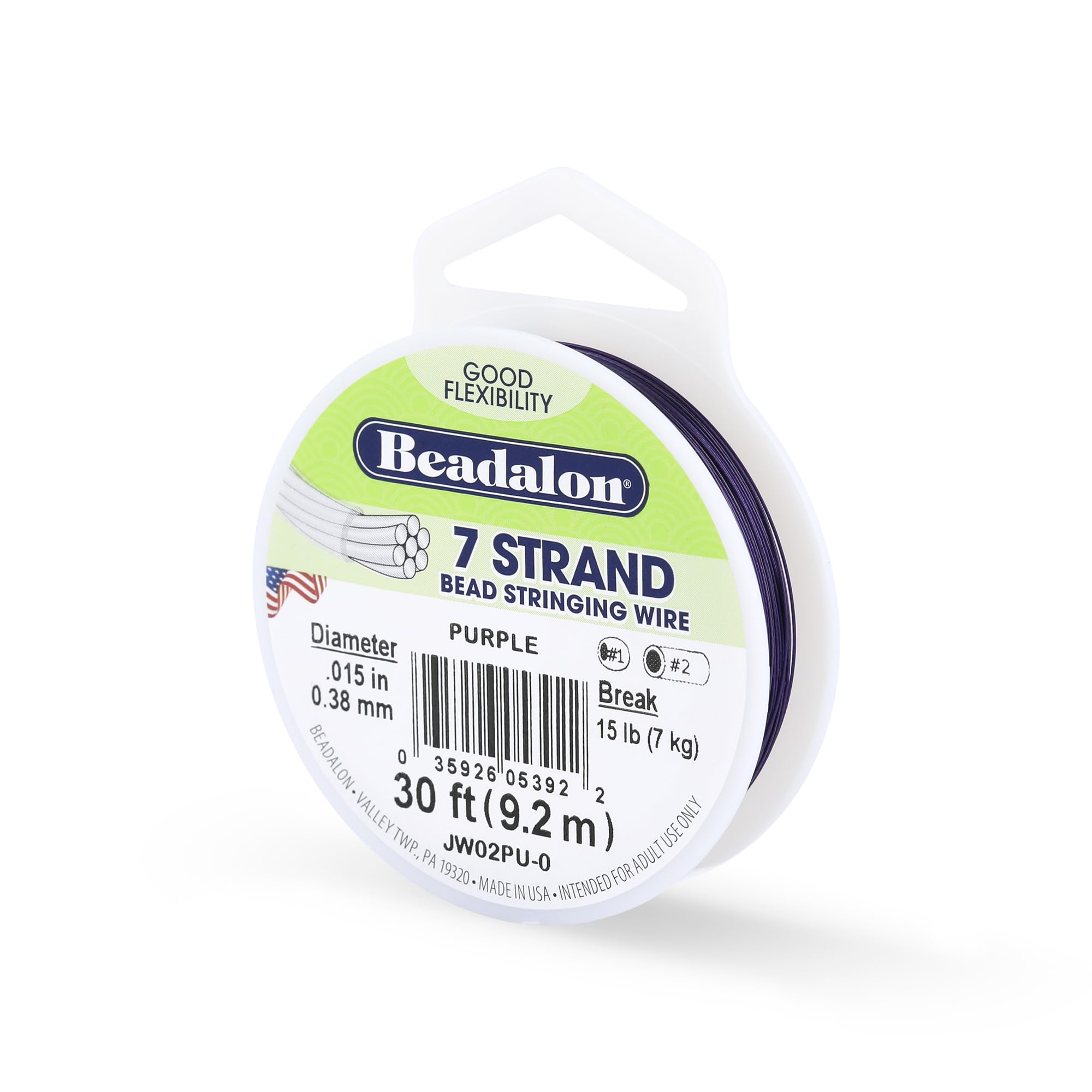Beadalon 0.38 mm Diameter 9.2 m Reel 7 Strand Wire, Purple — image 1