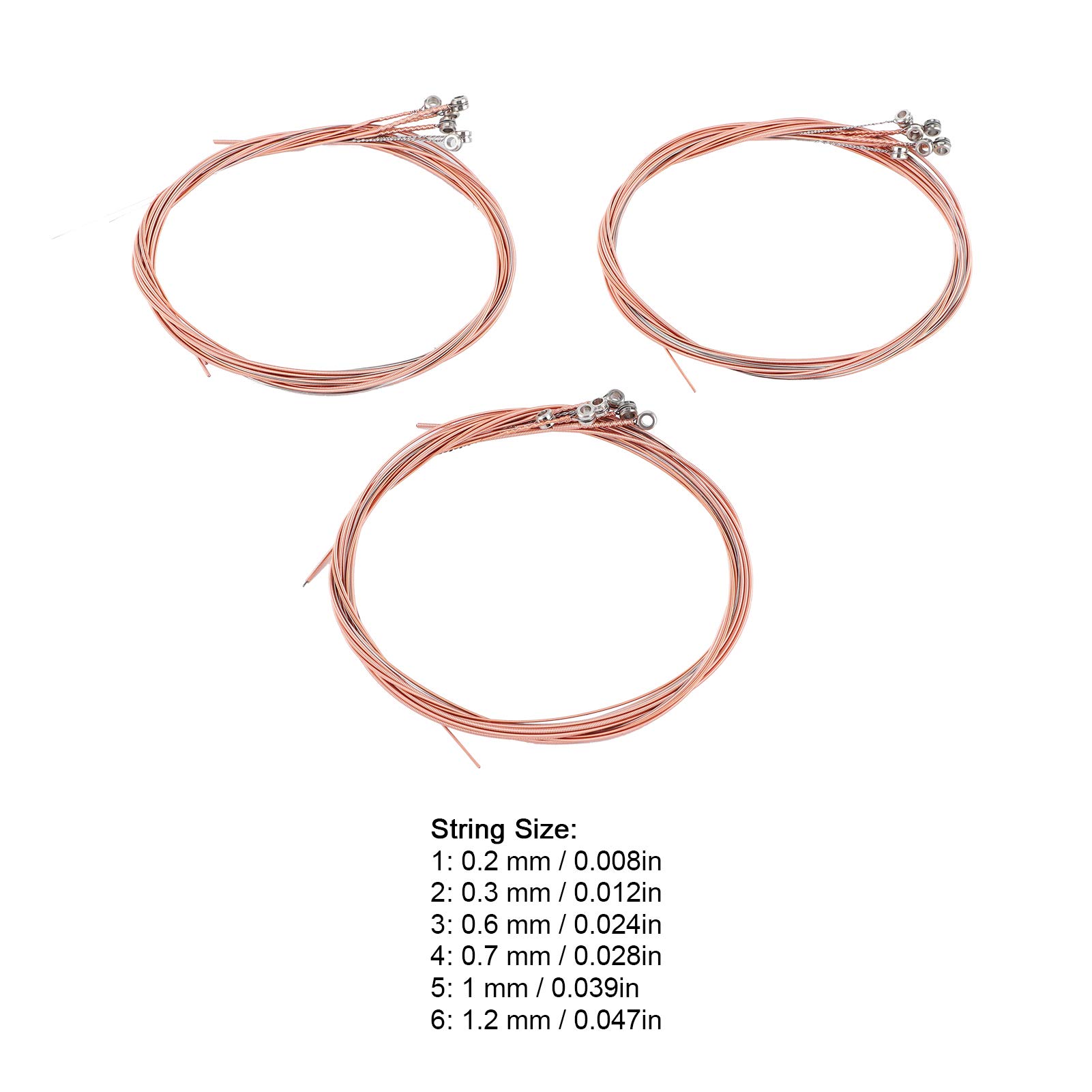 Acoustic Guitar Strings, 3 Set Universal Steel Guitar Strings Replacement Steel String Guitar String Replacement (Red bronze string*3)
