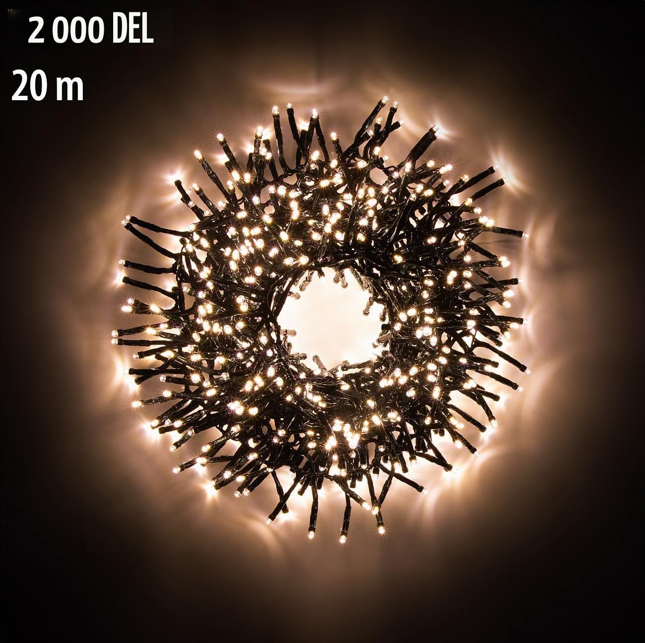 Lunartec Guirlande lumineuse 2000 LED - 20 m - Blanc chaud