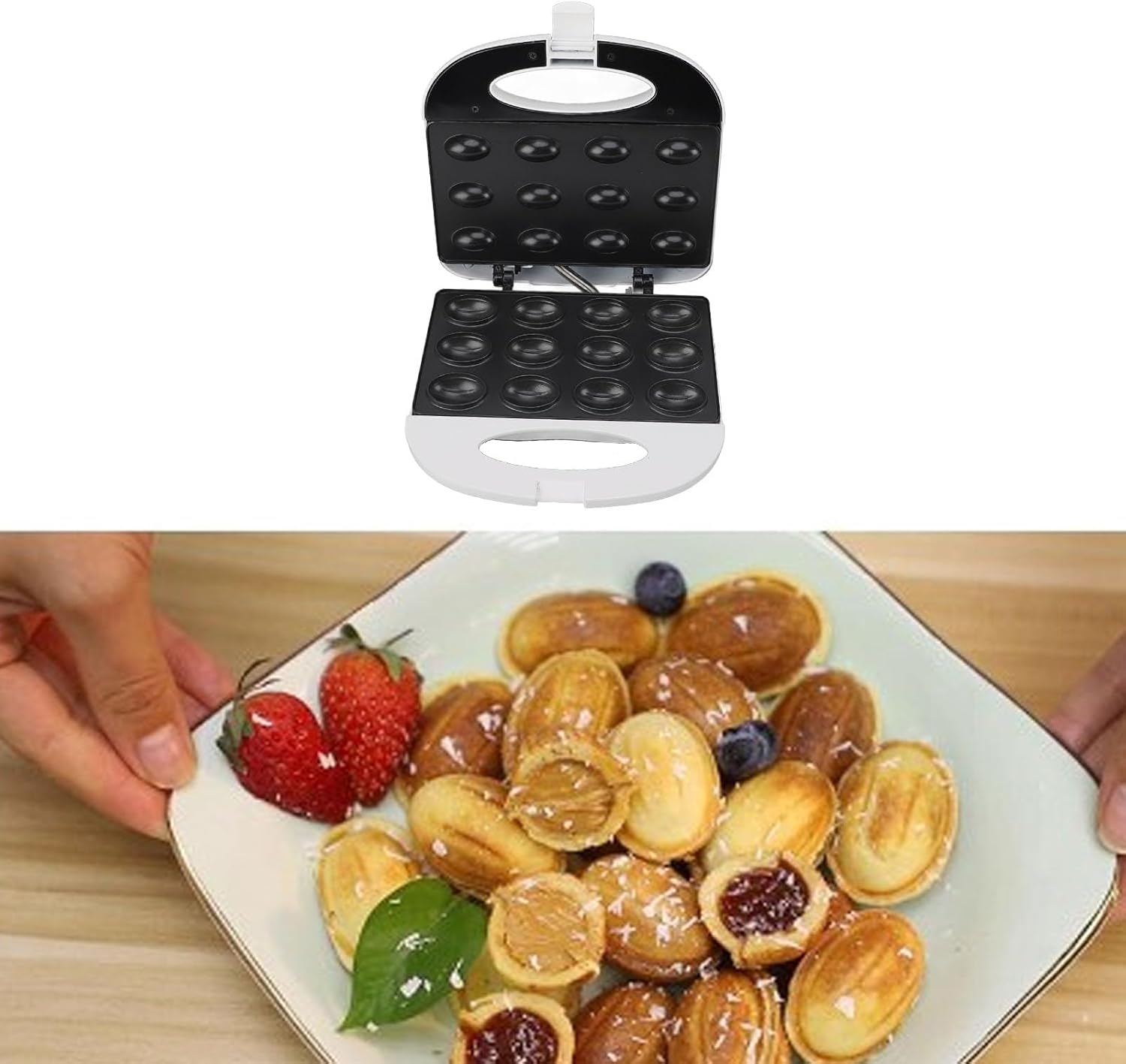 Walnut Cookie Maker, 750W Electric Walnut Cookie Maker Oreshnitsa Maker, Non Stick Nut Waffle Maker, Walnut Cookie Maker for Breakfast, 12pcs Capacity