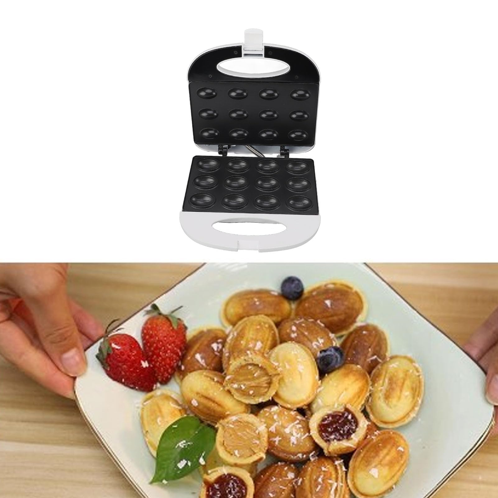 Machine à Biscuits Aux Noix électrique 750W – 12 Moules Antiadhésifs, Température Constante, Pour Gâteaux, Takoyaki, Gaufres