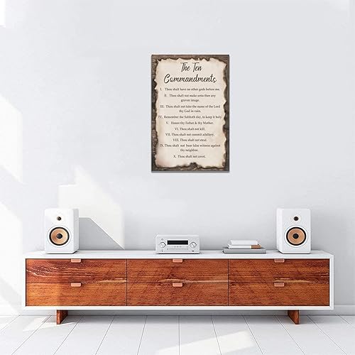 Miniatura 33 de Arte de Pared Cruz de los Diez Mandamientos Arte de Pared de los 10 Mandamientos Versículo Bíblico Religión Cristiana Escritura Imágenes Decoración