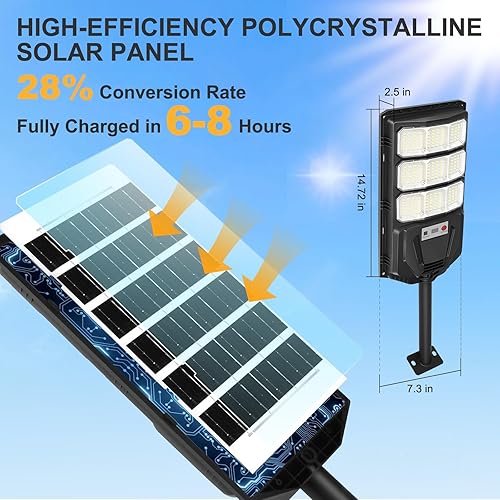 Miniatura 6 de Paquete de 2 luces solares impermeables al aire libre 3000 W luces solares de inundación al aire libre IP66 sensor de movimiento 6500K seguridad