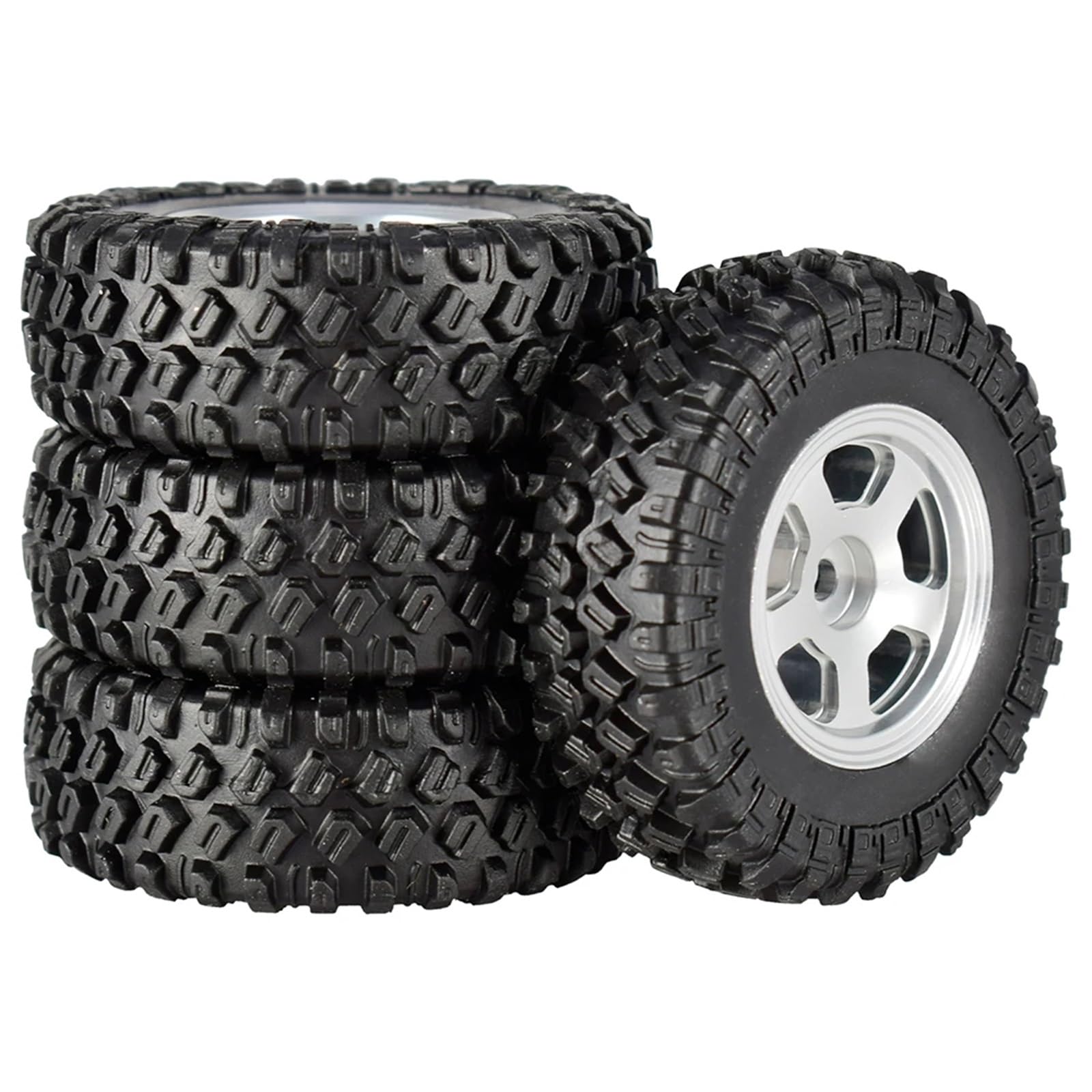 RC Pneus Jante Compatible avec Axial pour SCX24 90081 pour RGT, Roues 49x18mm, Jantes À Billes Métalliques, Pneus en Caoutchouc pour Voiture sur Chenilles 1/24 RC, Pièce Mise À Niveau