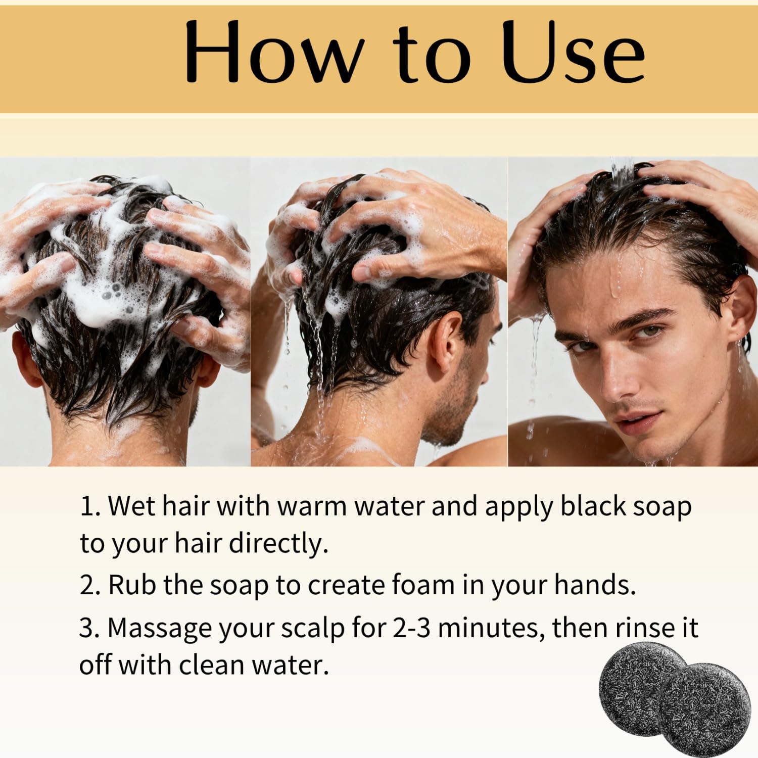 2 PCS Gray Hair Reverse Bar Soap, Black Soap for Gray Hair & Beard Darkening, Deep Clean & Nourish the Scalp, Black Hair Soap bar for Men and Women. - Image 6