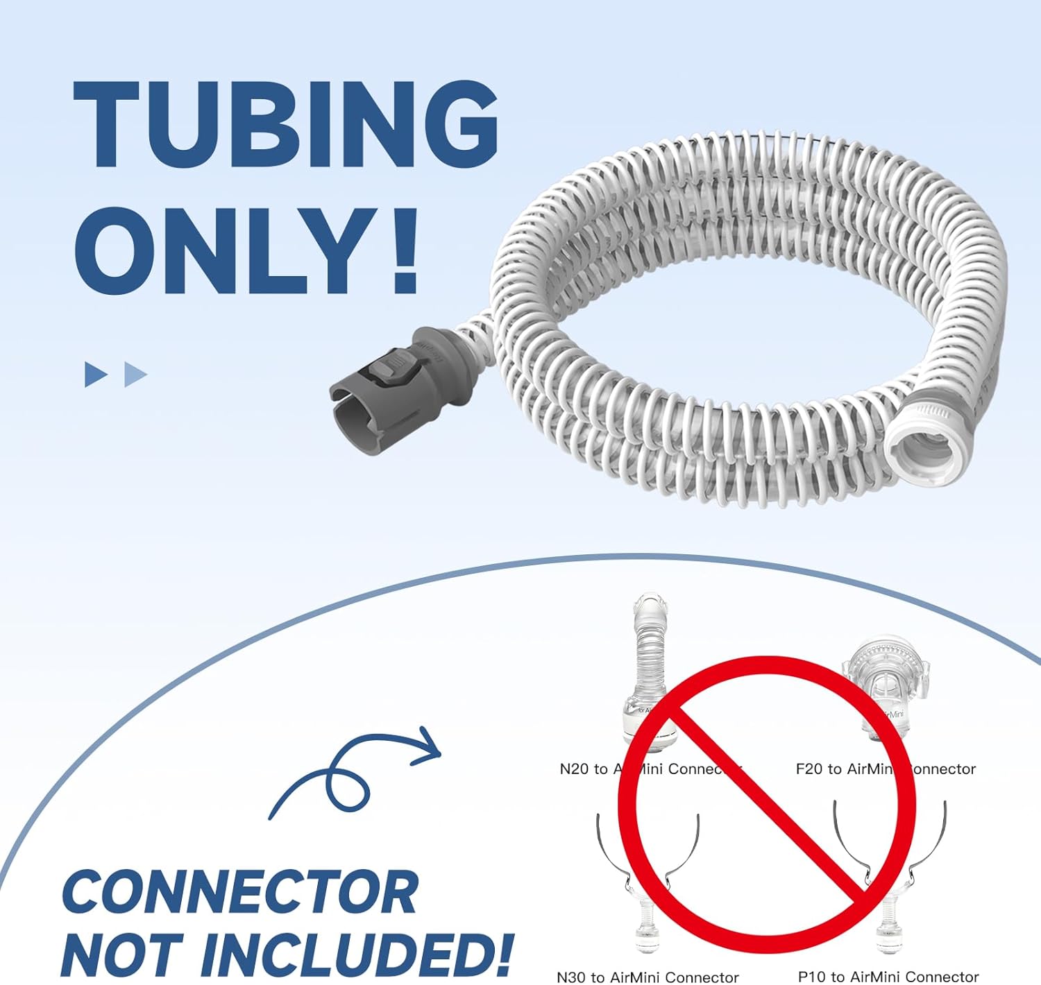 replacement tubing for resmed airmini hose tube, compatible with resmed airmini cpap machine & f20/n20/p10/n30 connector, cpap supplies, 1pcs
