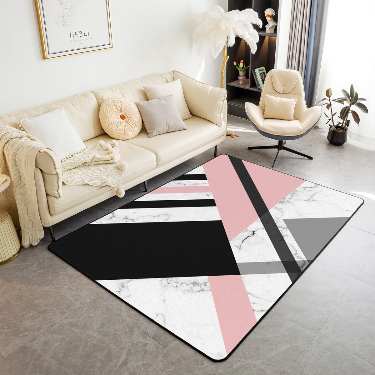 Tapis facile à nettoyer anti-glisse pour salon et chambre d'adolescent