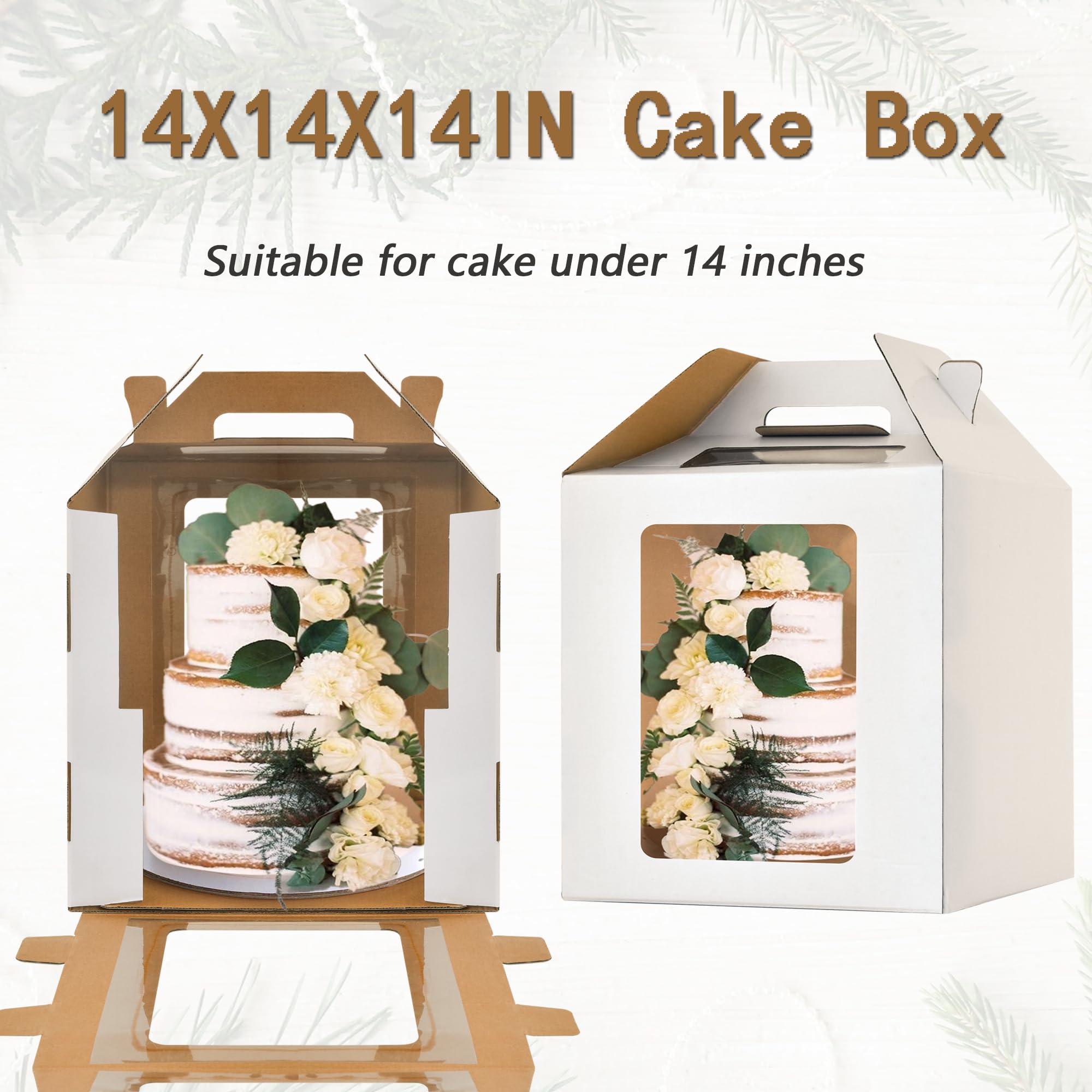 Scatole per torte alte 30,5 x 35,6 cm con finestre, confezione da 5 scatole per torte a più livelli, scatole per torte nuziali da 30,5 cm e 35,6 cm, per torte a livello, robusti contenitori