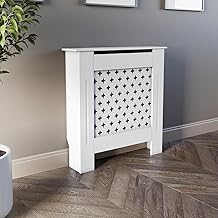 DuraTherm Modern MDF Wood X Small White Radiator Wall Cover with Diamond Style