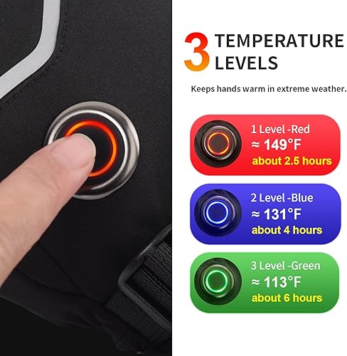 Miniatura 3 de Guantes térmicos para hombres, guantes térmicos recargables para artritis, manos USB, guantes calefactados recargables, para trabajo, motocicleta,