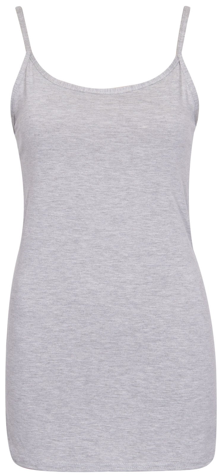 Purple Hanger Women's Light Grey Plain Sleeveless Stretch Round Scoop Neckline Camisole Long Strappy Vest Tank Top Plus Size (26-28, Numeric_26)