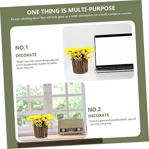 Miniatura 7 de Happyyami 6 piezas de corteza de madera suculenta maceta mezcla rústica para el hogar maceta con agujero de madera cubo de flores de madera florero
