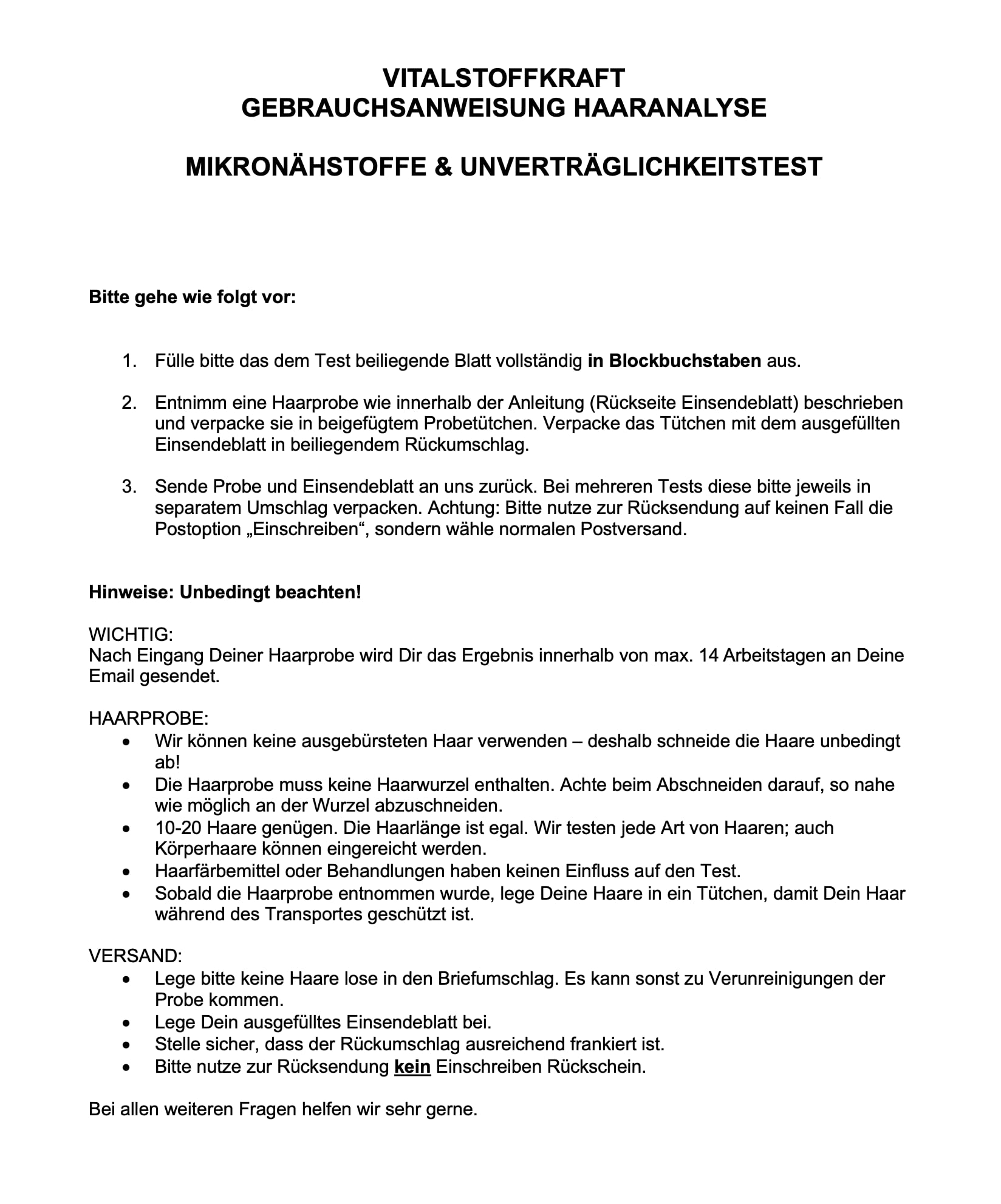 Unverträglichkeitstest | Haaranalyse für Unverträglichkeiten gegen Lebensmittel, Pflanzen, Tierhaare & Zusatzstoffe | Einfache Selbstanwendung | Schnelle Ergebnisse