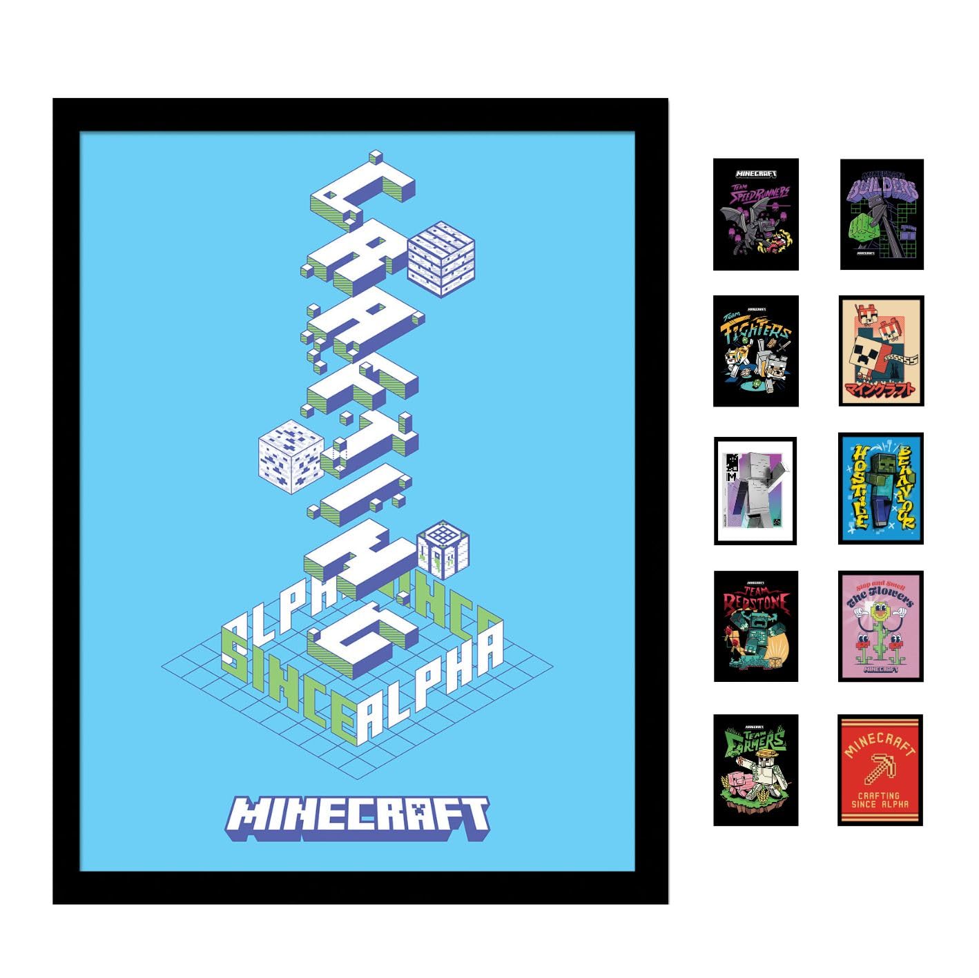 Pyramid International Minecraft (Alpha) Collector Print (Framed) 30cm x 40cm - A Stunning Artwork to Enhance Your Collection or Living Space, One Size
